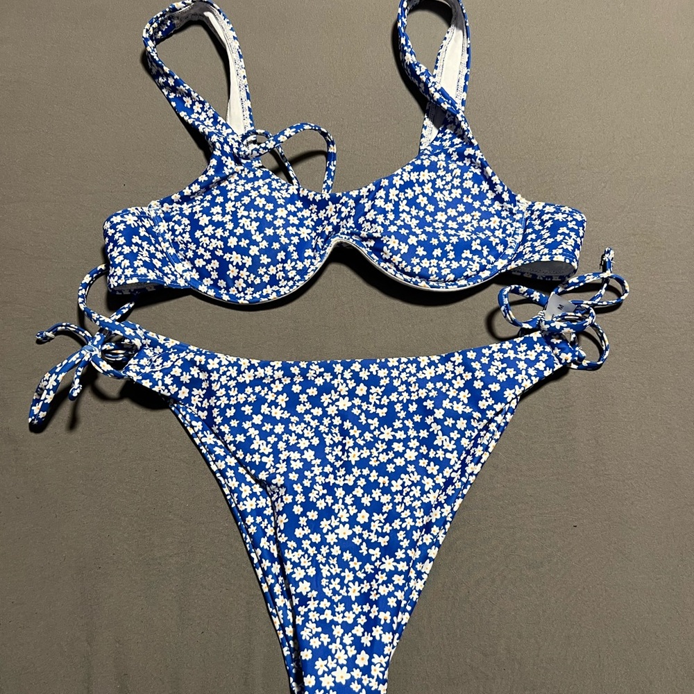 Blue Floral Bikini Set